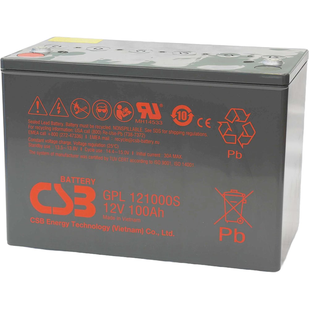Изображение товара Аккумулятор CSB GPL121000S 12В 100Ач AGM для ИБП