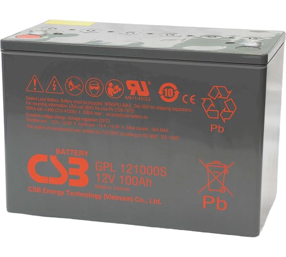 Изображение товара Аккумулятор для ИБП GPL121000S 12В 100Ач CSB УТ-00002886