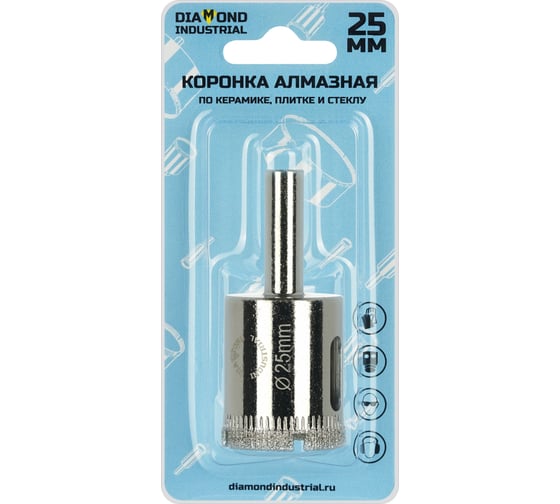 Изображение товара Коронка алмазная по керамике, плитке и стеклу 25 мм Diamond Industrial DIDCBC025
