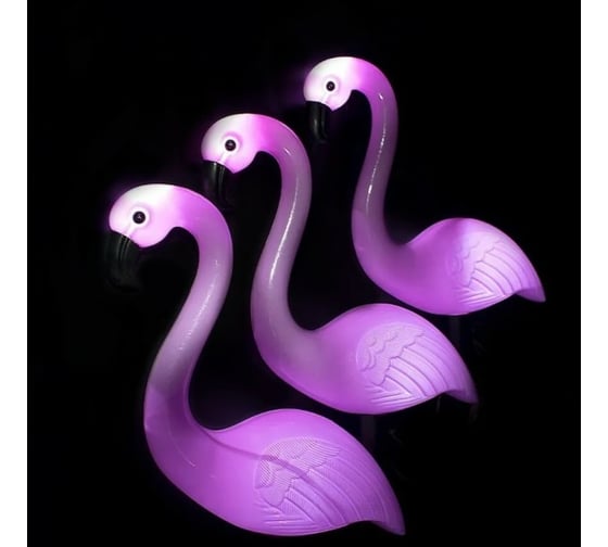 Изображение товара Садовый светильник "Три розовых фламинго на солнечной батарее КОСМОС KOC_SOL367