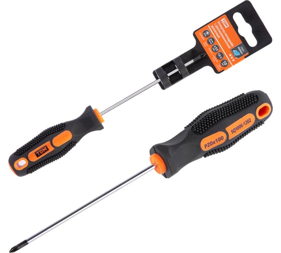 Изображение товара Отвертка TDM ELECTRIC универсальная крестовая позидрайв двухкомпонентная, CR-V тип PZ0x100, серия "Алмаз" SQ1006-1202