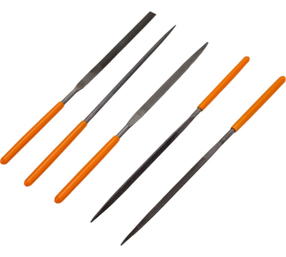 Изображение товара Набор надфилей (напильников) TDM ELECTRIC 5 штук, Ø3 мм, длина 140 мм, пластиковая рукоятка, серия "Рубин" SQ1026-0301