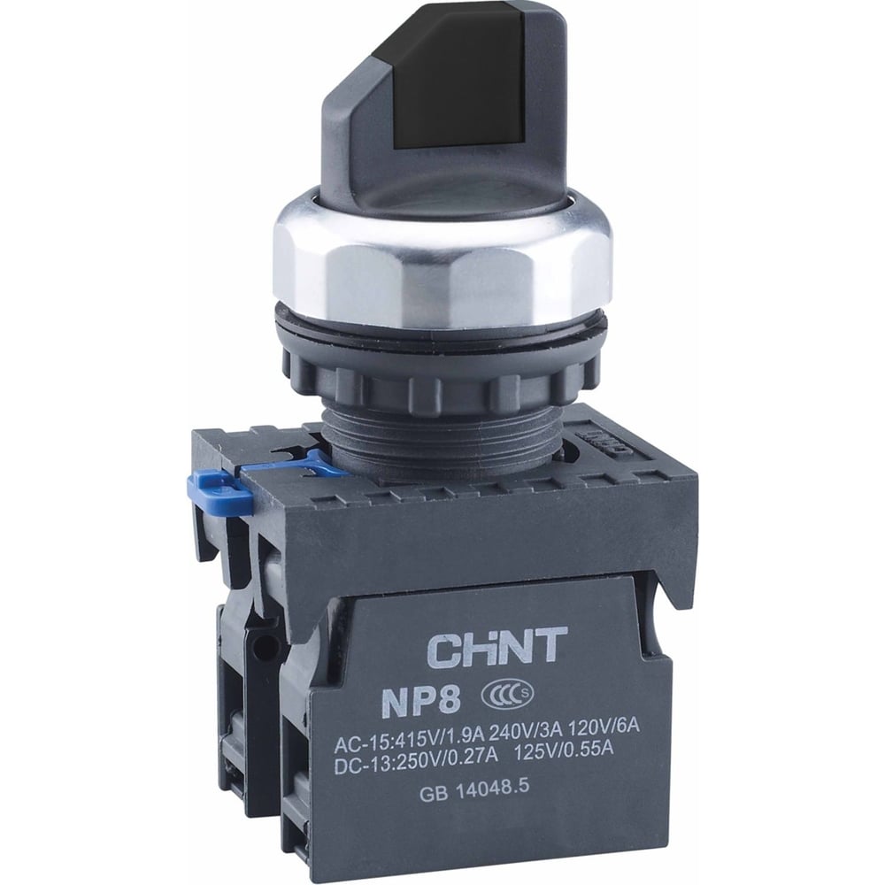 Переключатель без подсветки CHINT NP8-02X/313, 3 положения с фиксацией, зеленый, 2НЗ, IP65 (R) (уп. 10 шт.) 667226