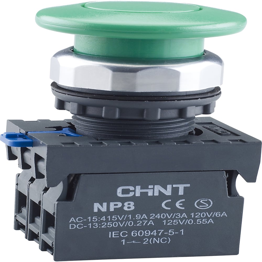 Изображение товара Кнопка управления Грибок CHINT NP8-10M/23 Φ60мм без подсветки, самовозвратная, зеленый, 1НО, IP65 (R) (уп. 6 шт.) 578656 Изображение товара Кнопка управления Грибок CHINT NP8-10M/23 Φ60мм без подсветки, самовозвратная, зеленый, 1НО, IP65 (R) (уп. 6 шт.) 578656