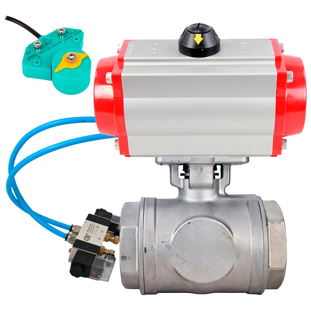 Изображение товара Кран шаровой DN.ru 316-316-PTFE-SP-T-ISO-H трёхходовой Ду25 Ру63
