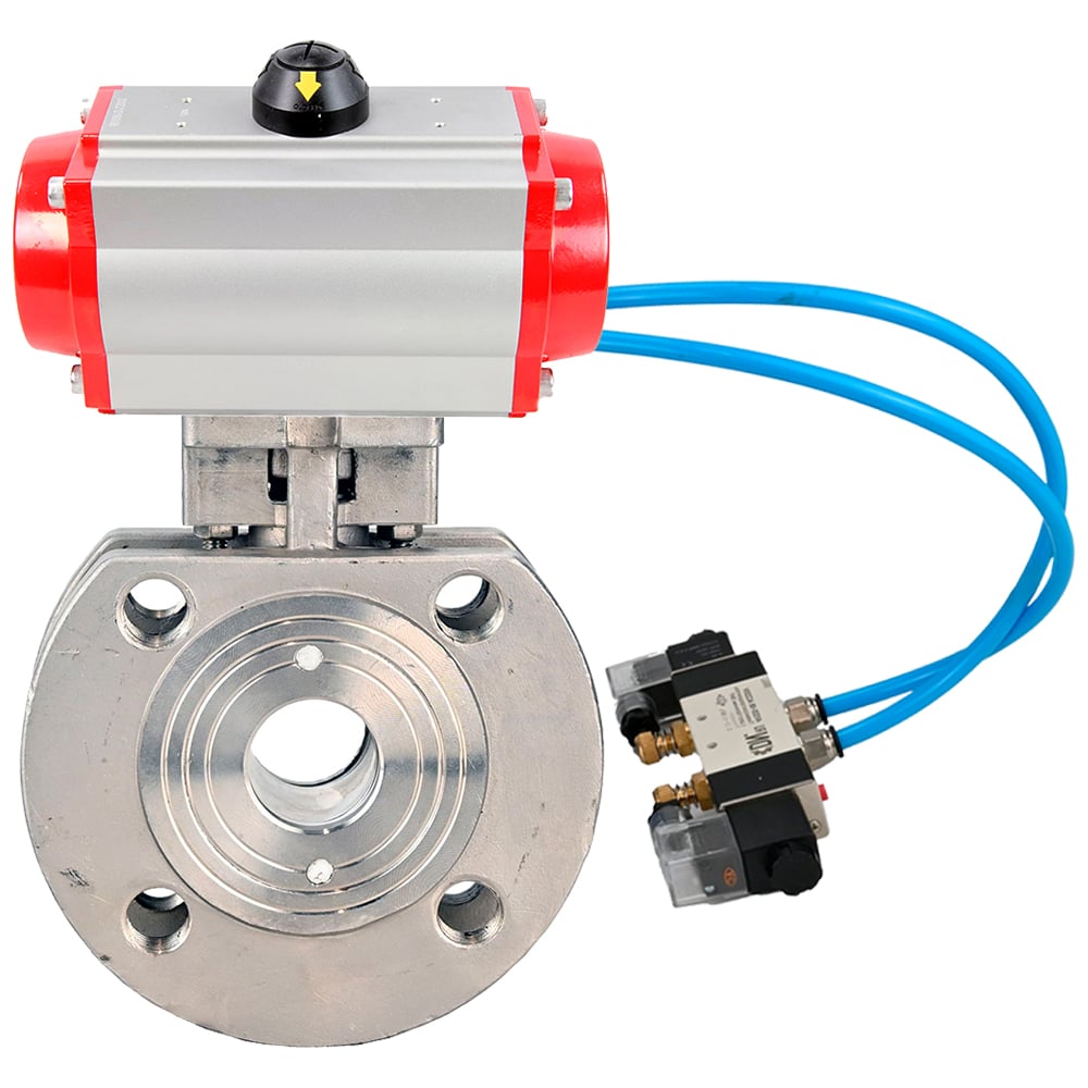 Кран шаровой DN.ru 316-316-PTFE-FP-Fb-ISO-H WDVF Ду100 Ру16, с пн.прив. SA-160, пн.распр. PND1-T08-220VAC D160-87933