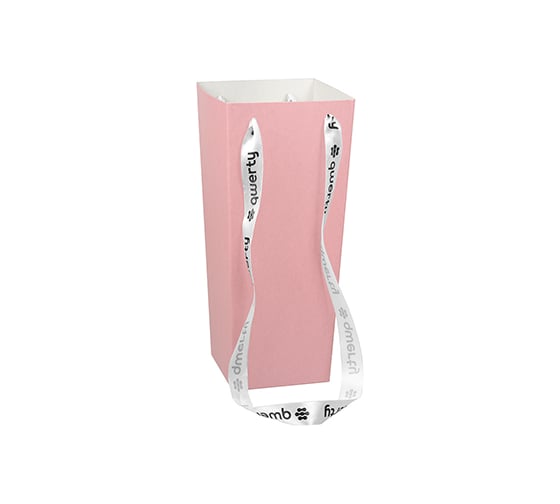 Изображение товара Пакет для цветов QWERTY Призма высота 35 см, розовый, с ручками 74103