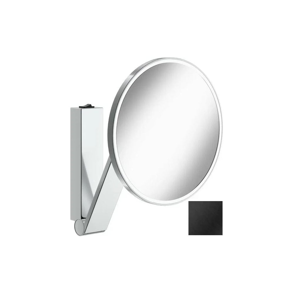 Косметическое зеркало KEUCO iLook_move с подсветкой и кнопкой, круглое, увеличение х5, хром черный шлифованный 17612139004