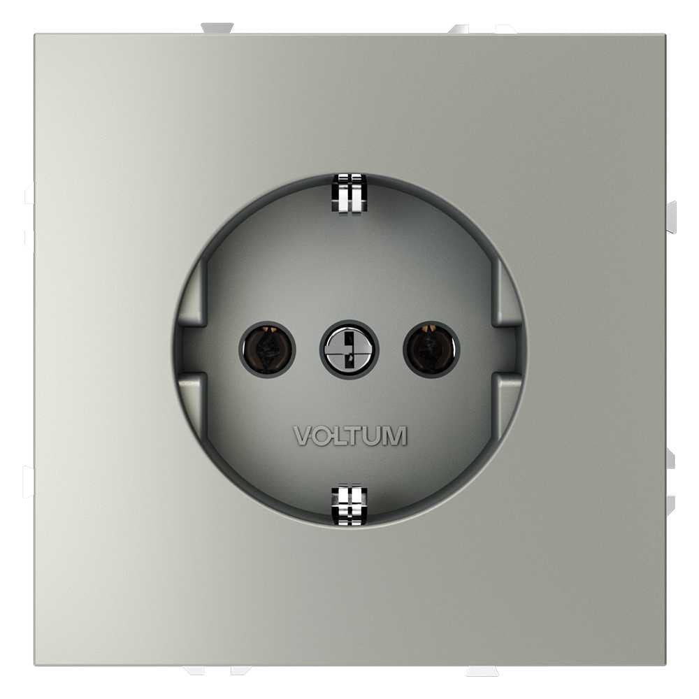 Розетка встраиваемая Voltum S70 с заземлением 16А, сталь VLS040105