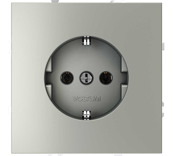 Изображение товара Розетка встраиваемая Voltum S70 с заземлением 16А, сталь VLS040105