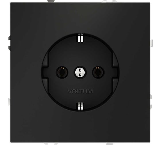 Изображение товара Розетка встраиваемая Voltum S70 с заземлением 16А, черный матовый VLS040108