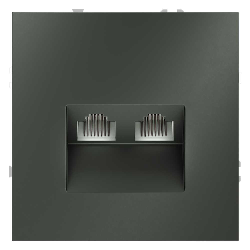 Розетка компьютерная встраиваемая Voltum S70 двойная RJ45+RJ45 кат.6, титан VLS060206