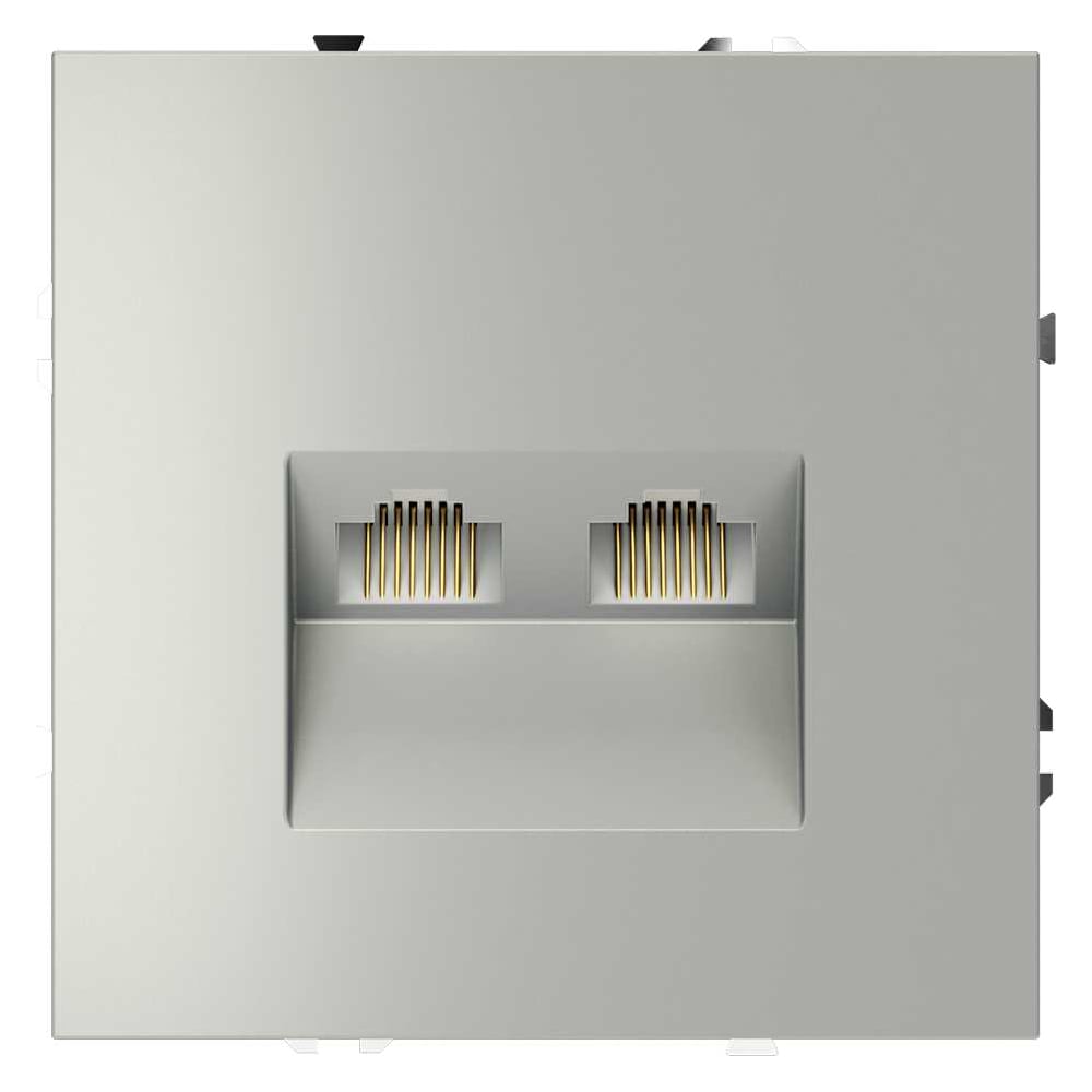 Розетка компьютерная встраиваемая Voltum S70 двойная RJ45+RJ45 кат.6, сталь VLS060205
