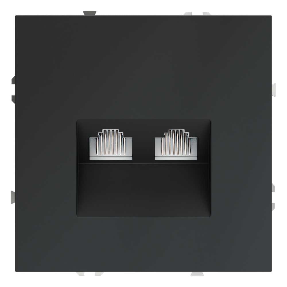 Розетка компьютерная встраиваемая Voltum S70 двойная RJ45+RJ45 кат.6, графит VLS060207
