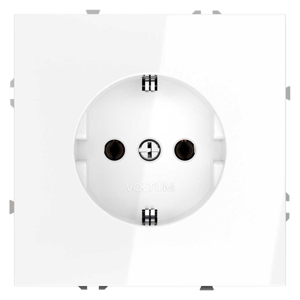 Розетка встраиваемая Voltum S70 с заземлением 16А, белый глянцевый VLS040101