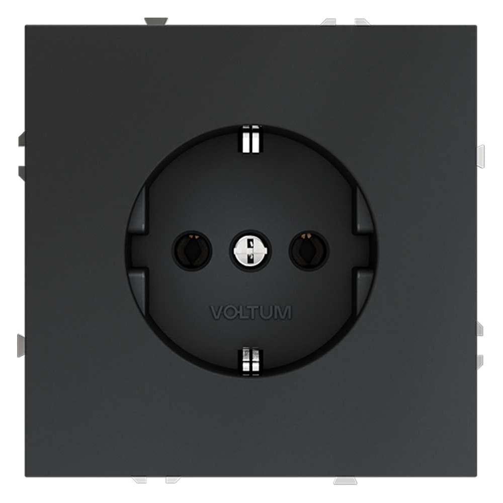Розетка встраиваемая Voltum S70 с заземлением 16А, графит VLS040107