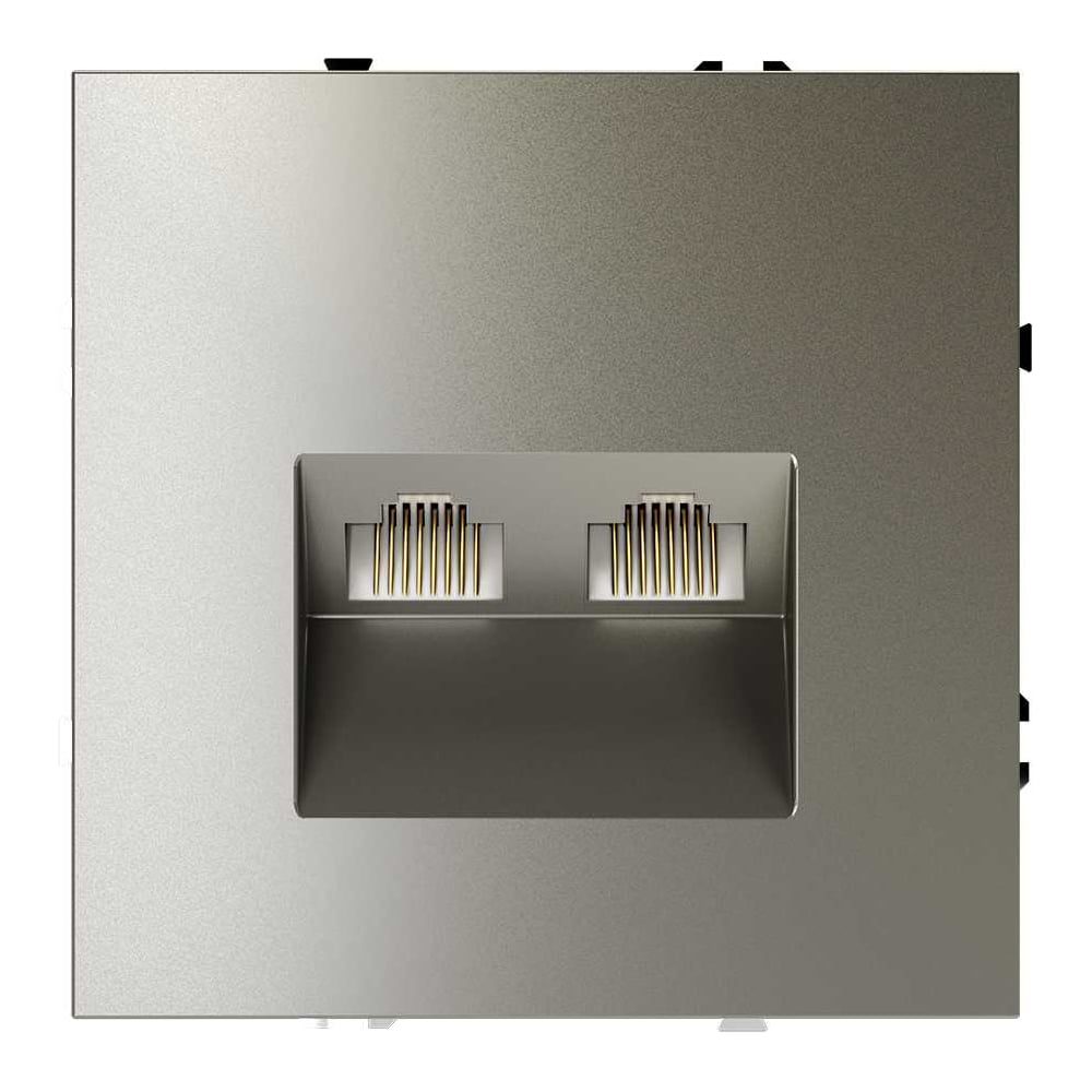 Розетка компьютерная встраиваемая Voltum S70 двойная RJ45+RJ45 кат.6, шелк VLS060204