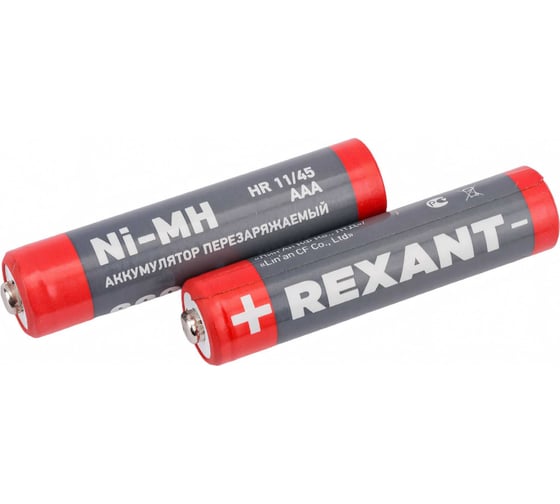 Изображение товара Мизинчиковый аккумулятор REXANT NiMH AAA 1.2 В 900 мАч 2 шт 30-1409