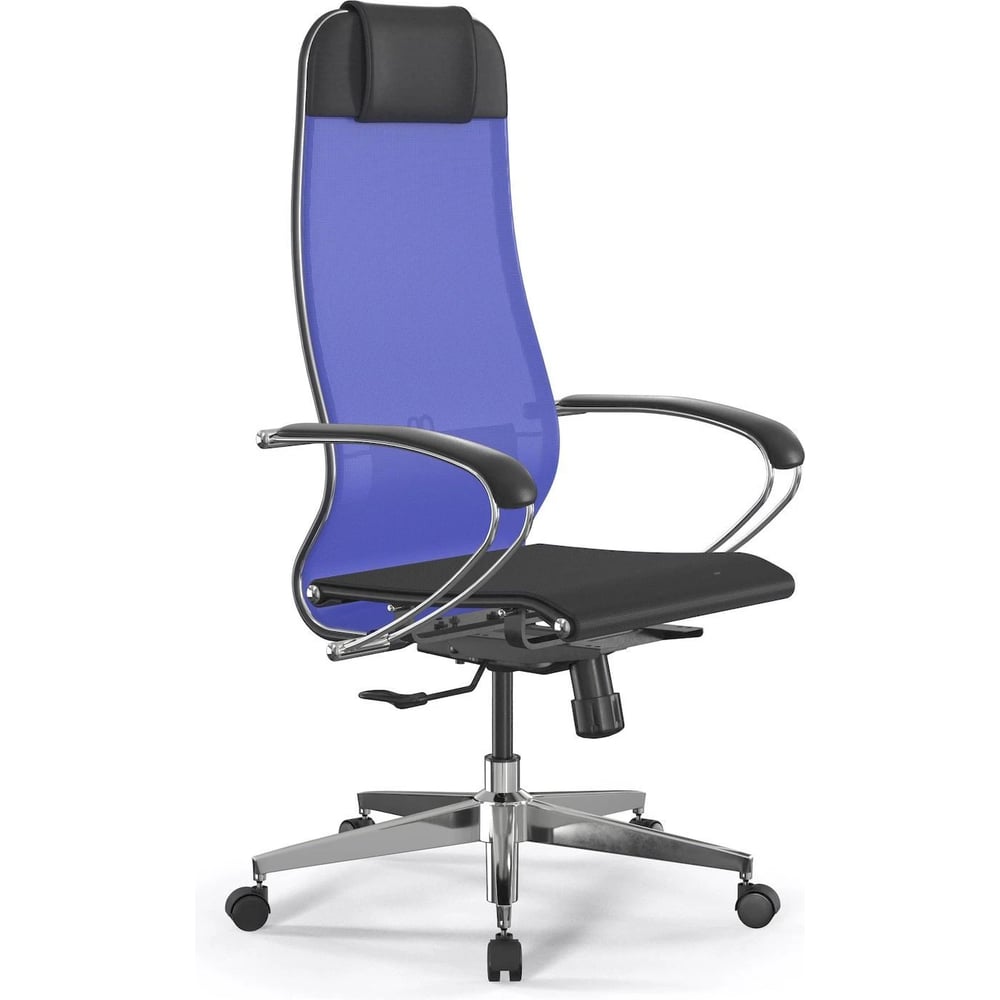 Кресло для персонала МЕТТА ErgoLife Set 4/подл.131/осн.Synchro 004 (Васильковый-Черный 55B.16.1.3E3) z55B.16.1.3E3