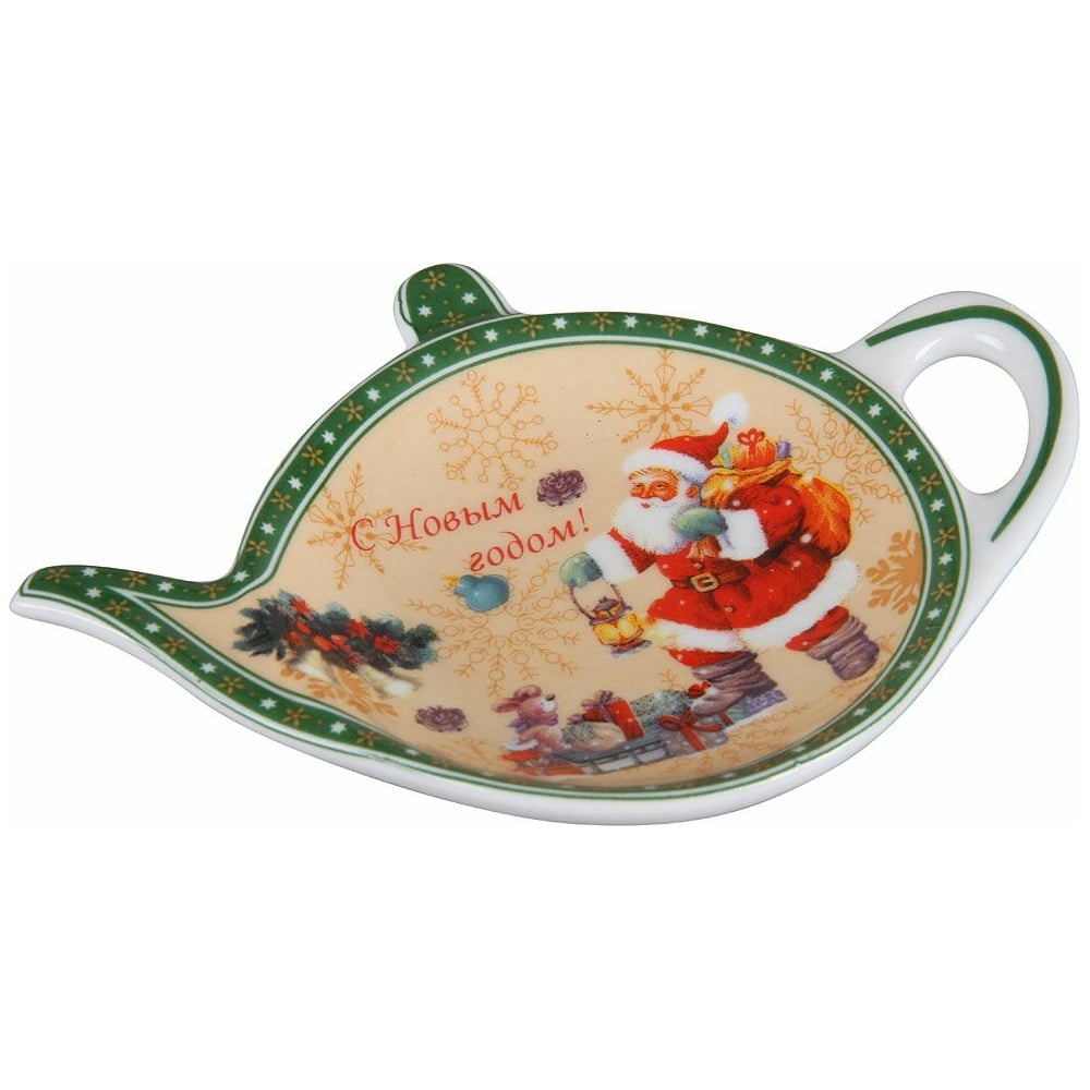 Изображение товара Блюдце для чайных пакетиков Rosenberg R-245008 керамическое новогодний дизайн