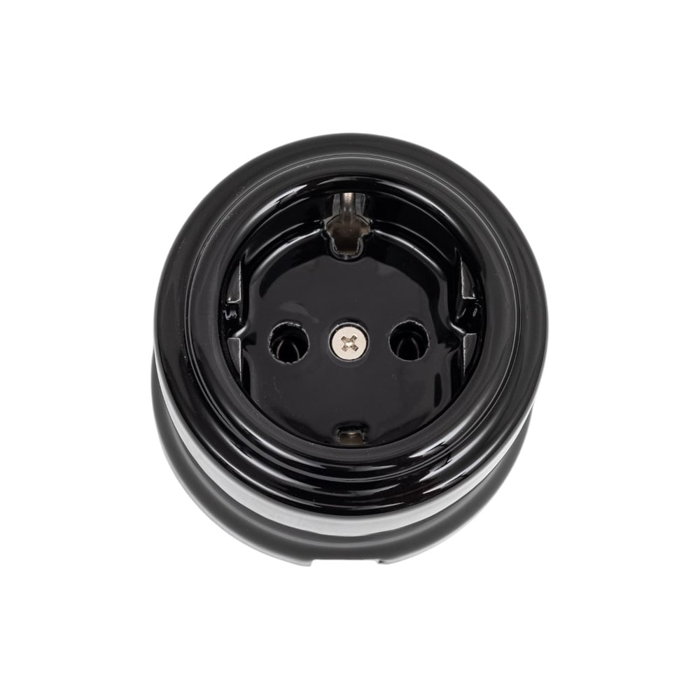 Изображение товара Розетка BIRONI Лизетта Черный с заземлением, механический механизм, IP20