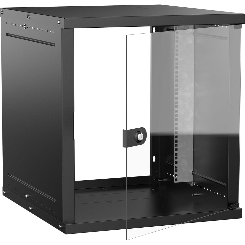 Шкаф настенный GENERICA 19 12U 600х650мм стеклянная дверь черный LWE5-12U67-GF-G