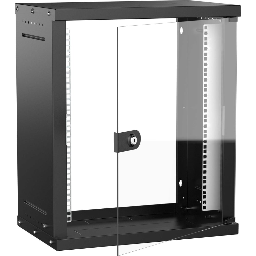 Шкаф настенный GENERICA 19 12U 550х350мм стеклянная дверь черный LWE5-12U53-GF-G