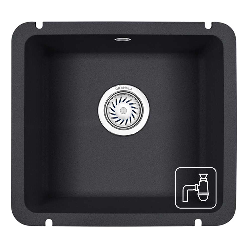 Изображение товара Кухонная мойка из кварца Granula GR-3601 шварц прямоугольная подстольная