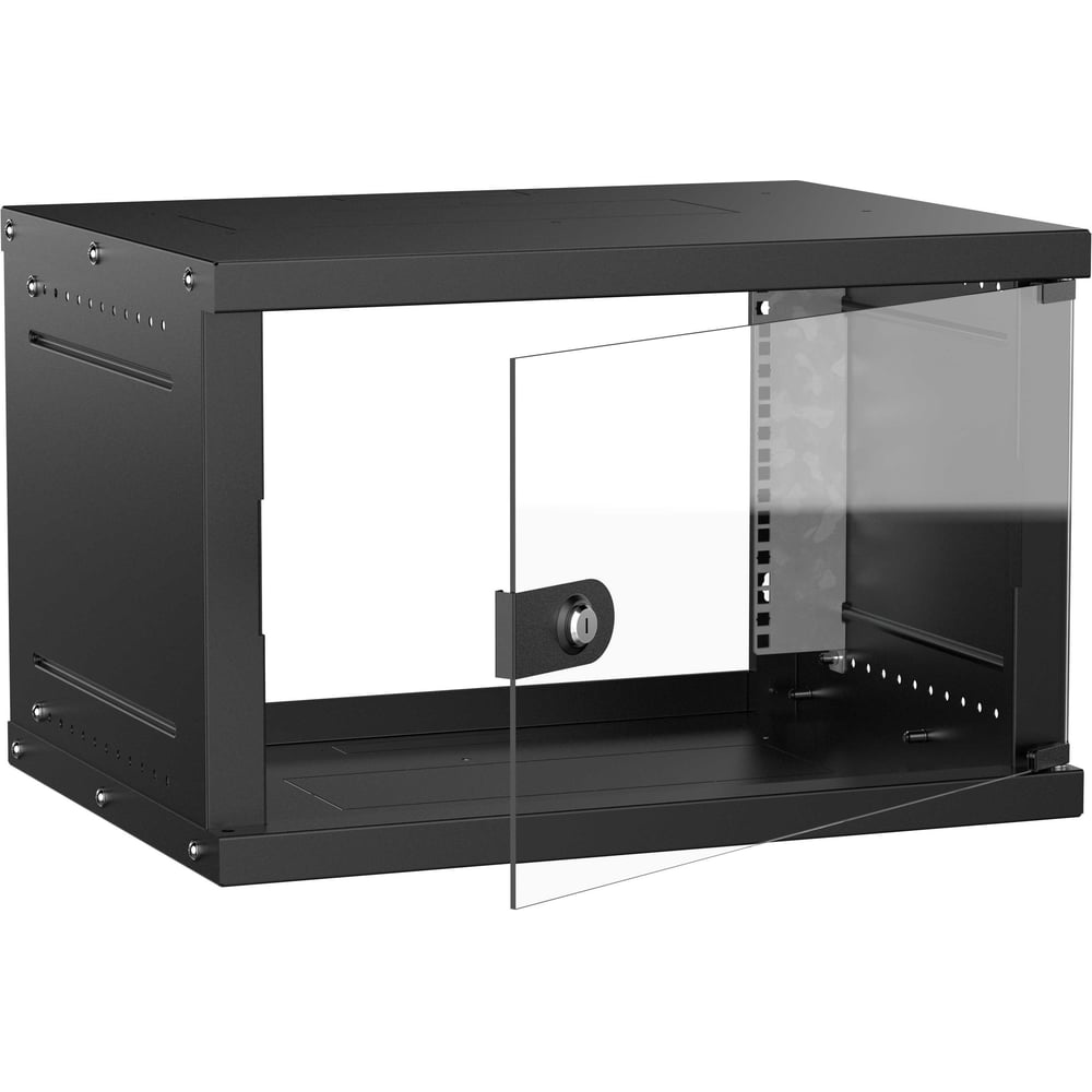 Шкаф настенный GENERICA 19 6U 600х450мм стеклянная дверь черный LWE5-06U64-GF-G