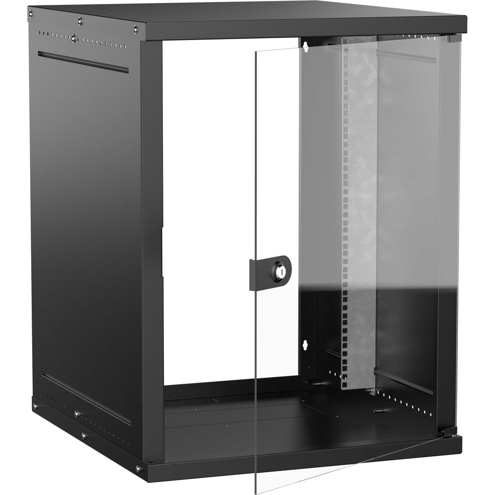 Шкаф настенный GENERICA 19 15U 600х650мм стеклянная дверь черный LWE5-15U67-GF-G