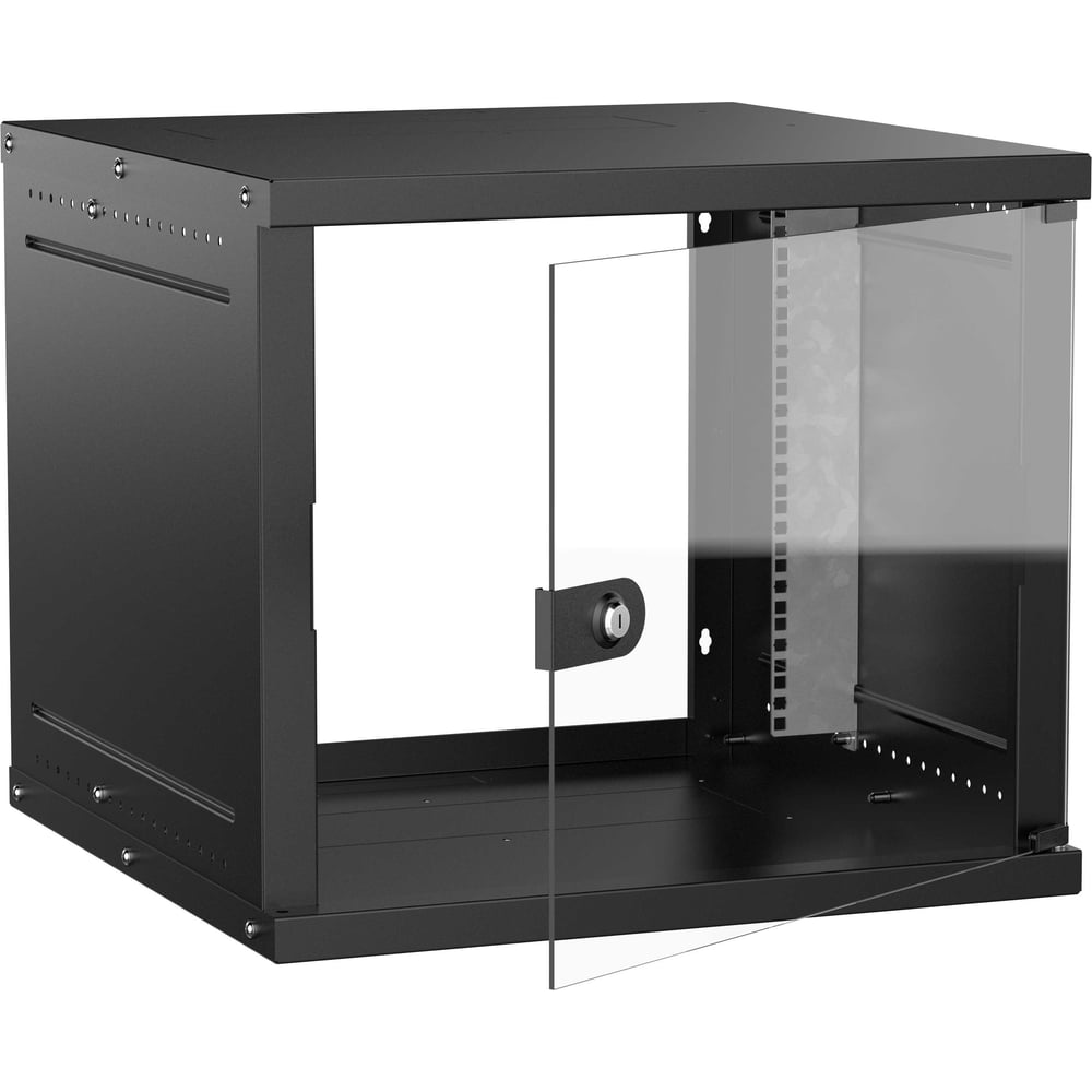 Шкаф настенный GENERICA 19 9U 600х600мм стеклянная дверь черный LWE5-09U66-GF-G