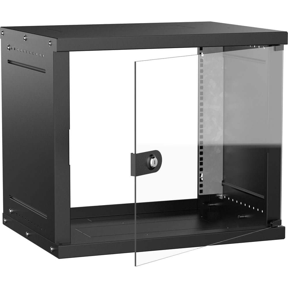 Шкаф настенный GENERICA 19 9U 600х450мм стеклянная дверь черный LWE5-09U64-GF-G
