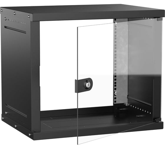 Изображение товара Шкаф настенный GENERICA 19 9U 600х450мм стеклянная дверь черный LWE5-09U64-GF-G