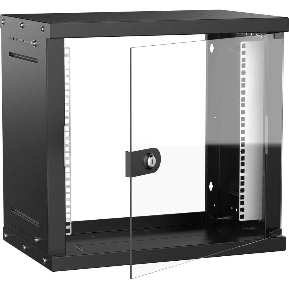 Шкаф настенный GENERICA 19 9U 550х350мм стеклянная дверь черный LWE5-09U53-GF-G