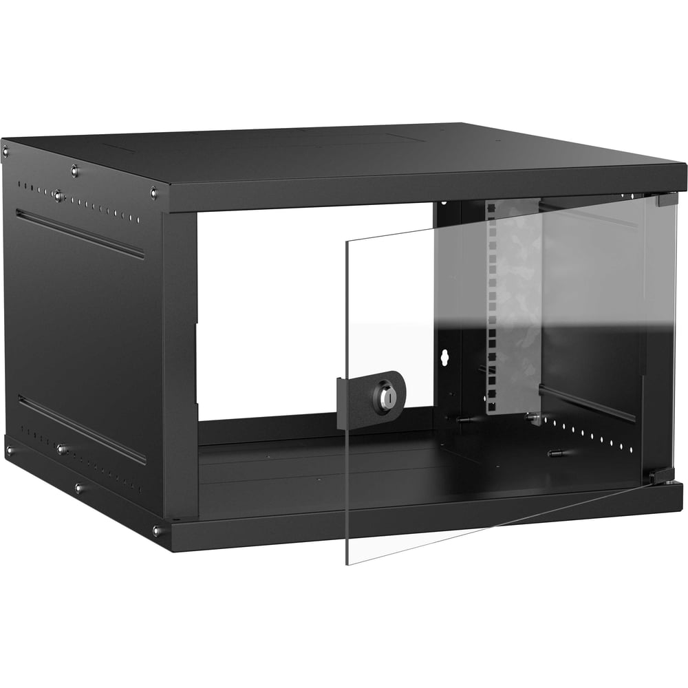 Шкаф настенный GENERICA 19 6U 600х600мм стеклянная дверь черный LWE5-06U66-GF-G