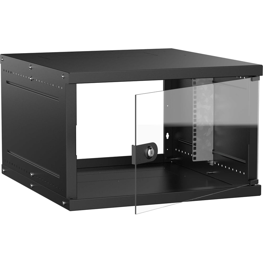 Шкаф настенный GENERICA 19 6U 600х650мм стеклянная дверь черный LWE5-06U67-GF-G
