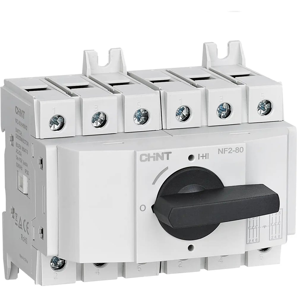 Выключатель-разъединитель реверсивный CHINT NF2-100/HHRIM2 3P 100А со стандартной ручкой на DIN-рейку или монтажную плату (R) 324170