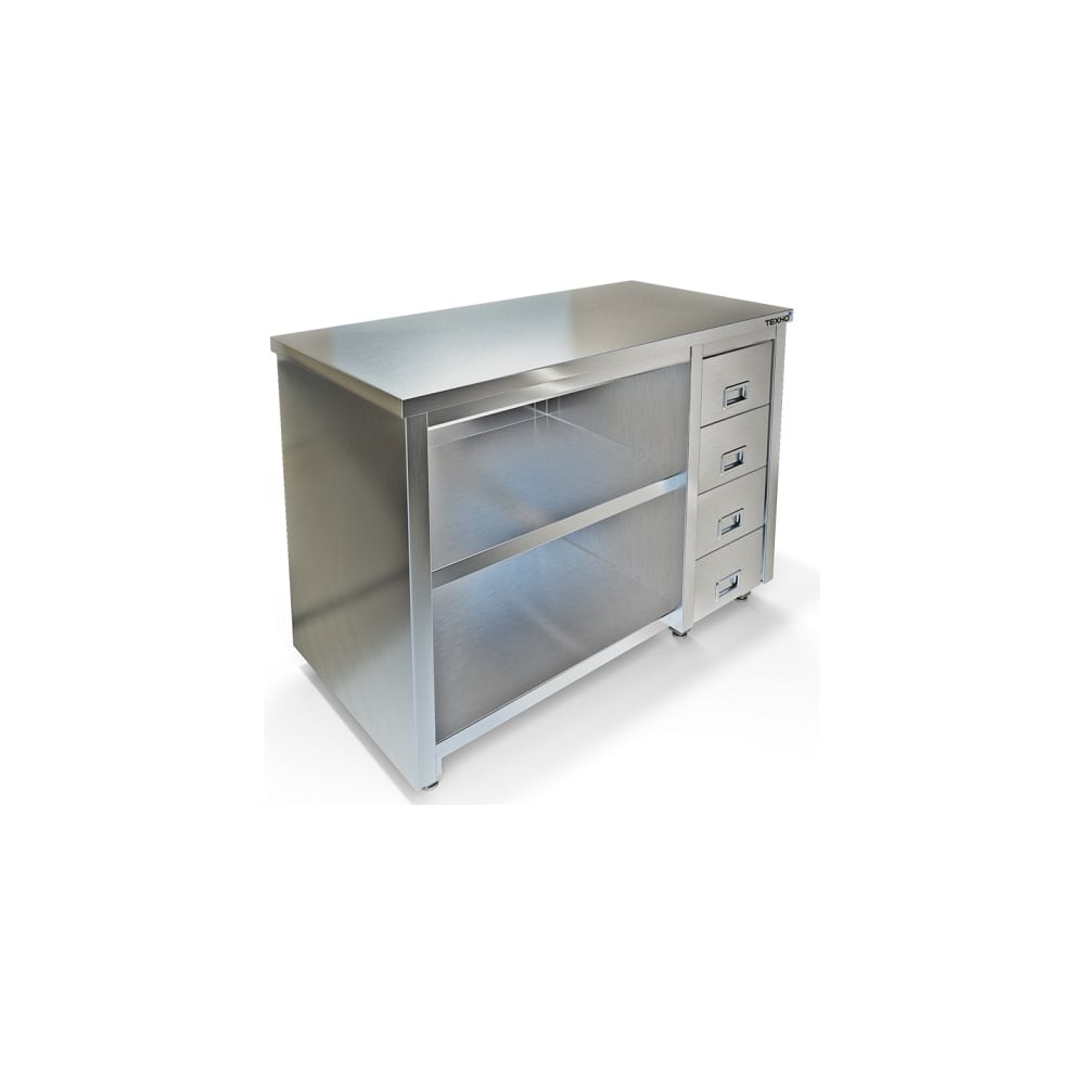 Стол-тумба без дверей ООО ПФ "ТЕХНО-ТТ", без борта, задняя стенка нержавеющая сталь СПС-837/908НЛ