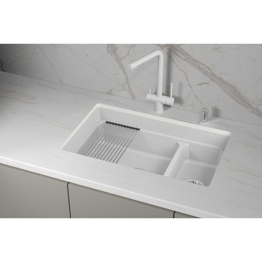 Изображение товара Кварцевая мойка для кухни GRANULA KS- 7304iU, АРКТИК Изображение товара Кварцевая мойка для кухни GRANULA KS- 7304iU, АРКТИК