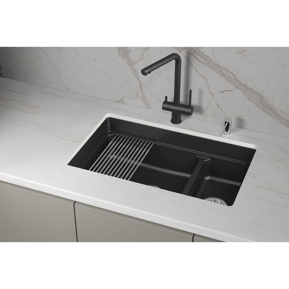 Кварцевая мойка для кухни GRANULA KS- 7304iU, ШВАРЦ