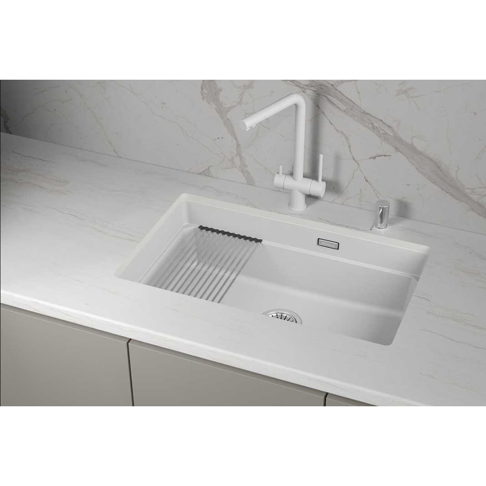 Изображение товара Мойка GRANULA KS-7303iU белый кварц современная прямоугольная установка Изображение товара Мойка GRANULA KS-7303iU белый кварц современная прямоугольная установка