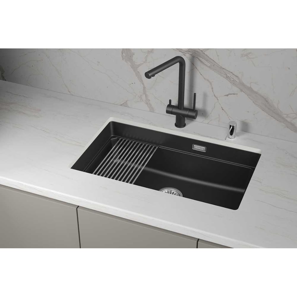 Кварцевая мойка для кухни GRANULA KS- 7303iU, ШВАРЦ