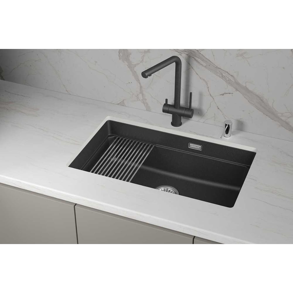 Кварцевая мойка для кухни GRANULA KS- 7303iU, ЧЁРНЫЙ