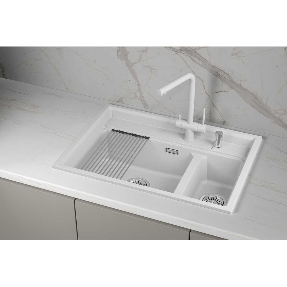 Кварцевая мойка для кухни GRANULA KS- 7302i, АРКТИК