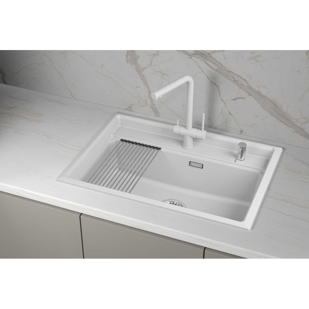 Кварцевая мойка для кухни GRANULA KS- 7301i, АРКТИК