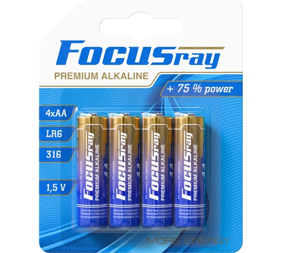 Изображение товара Батарейки Focusray PREMIUM ALKALINE LR6/BL4 624580