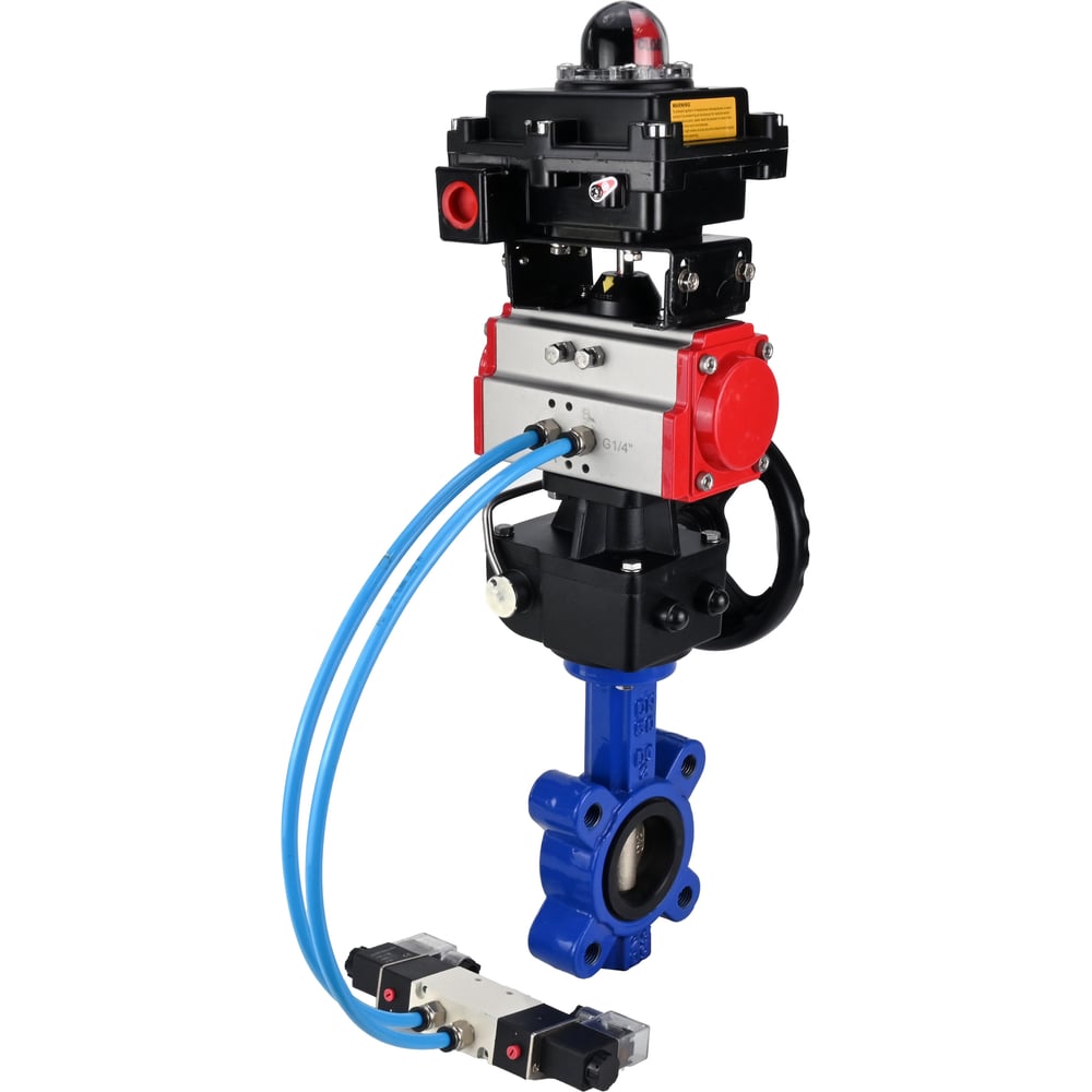 Затвор DN.ru QT450-QT450-NBR-2W-Fb-H Ду100 Ру16 LUG, с пн.прив. DA-083, пн.распр. PND1-T08-220VAC NAMUR, РД HDM-2, БКВ LSB-410 D050-101611