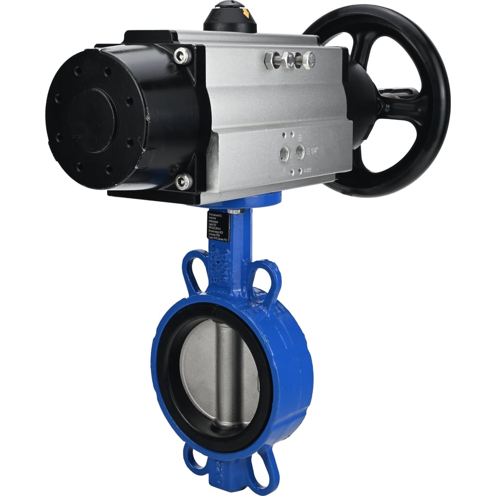 Затвор DN.ru QT450-304-EPDM-2W-Fb-ISO-H Ду125 Ру25, с пн.прив. DA-105-1 со штурвалом D050-96772