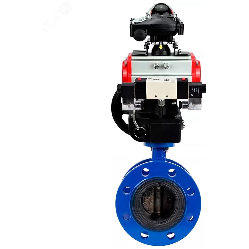 Затвор DN.ru GGG40-304-EPDM-2W-F-H Ду50 Ру16, с пневмоприводом DA-105, пневмораспределитель PND1-T08-220VAC NAMUR, РД HDM-3, БКВ LSB-210 D050-107003