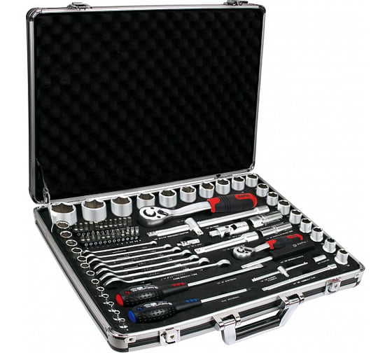 Изображение товара Набор инструмента 77 предметов в алюминиевом кейсе AmPro T45917